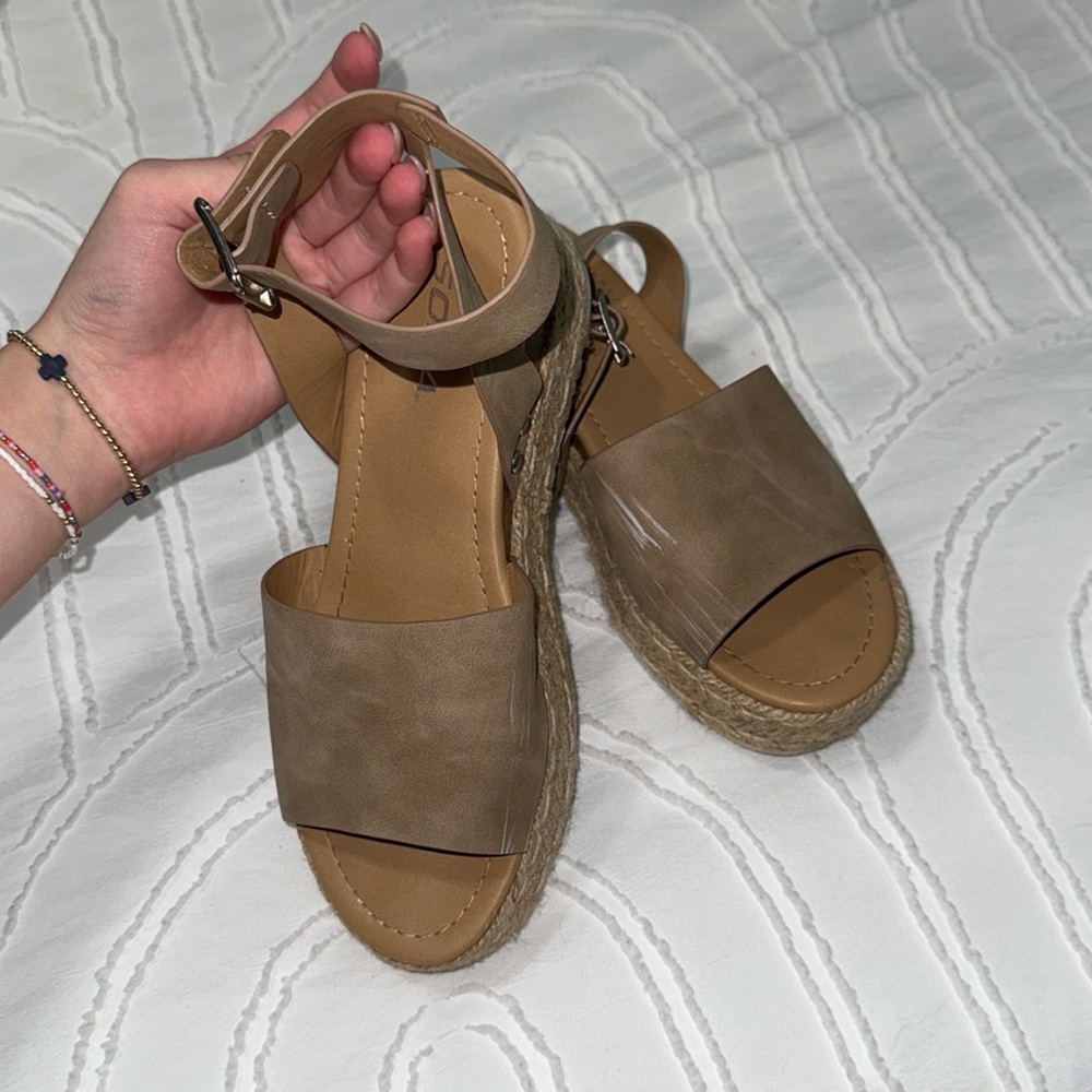 Soda Tan Platform Espadrilles with Whicker Wedge | Summer Sandals